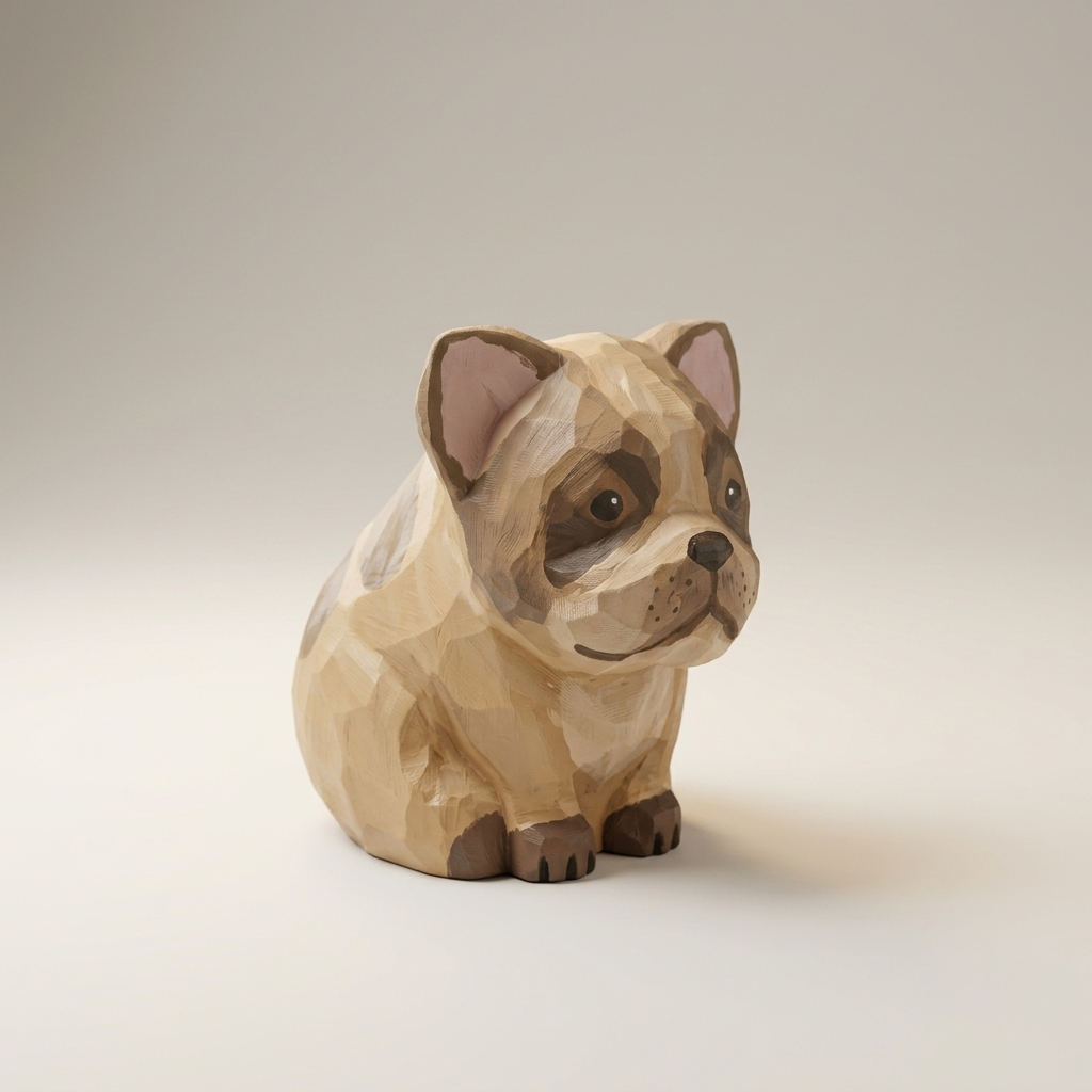 DIY French Bulldog Painting Kit | Wood PLA 3D Printed Frenchie Statue | Paint Your Own Dog Figurine