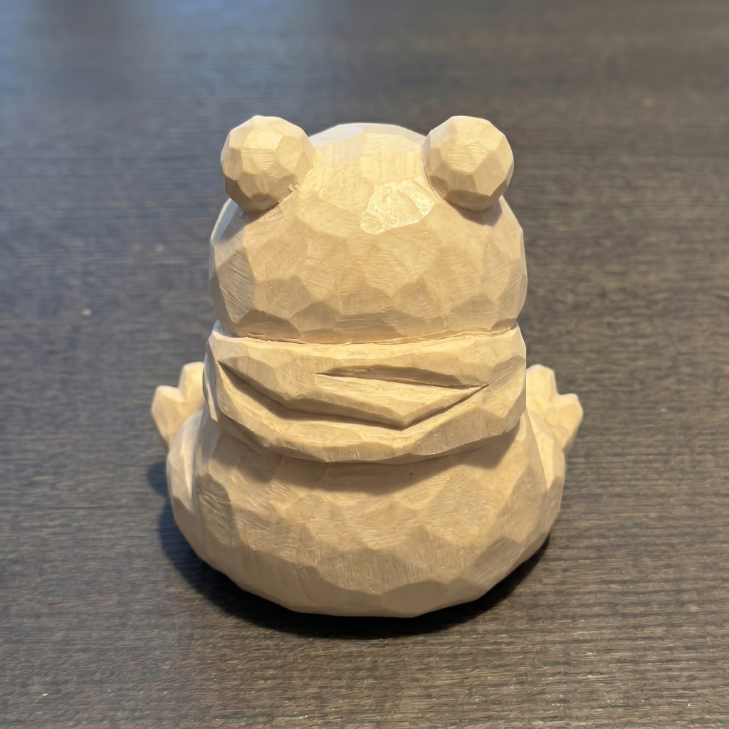 DIY Frog Painting Kit with Acrylics | Carved Wood Style Frog Statue | Unpainted Faux Wood Animal Desk Decor