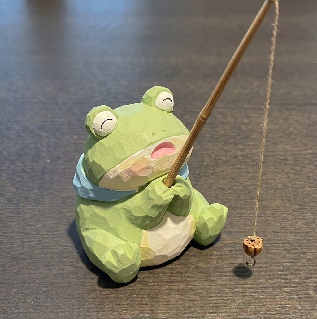 DIY Frog Painting Kit with Acrylics | Carved Wood Style Frog Statue | Unpainted Faux Wood Animal Desk Decor