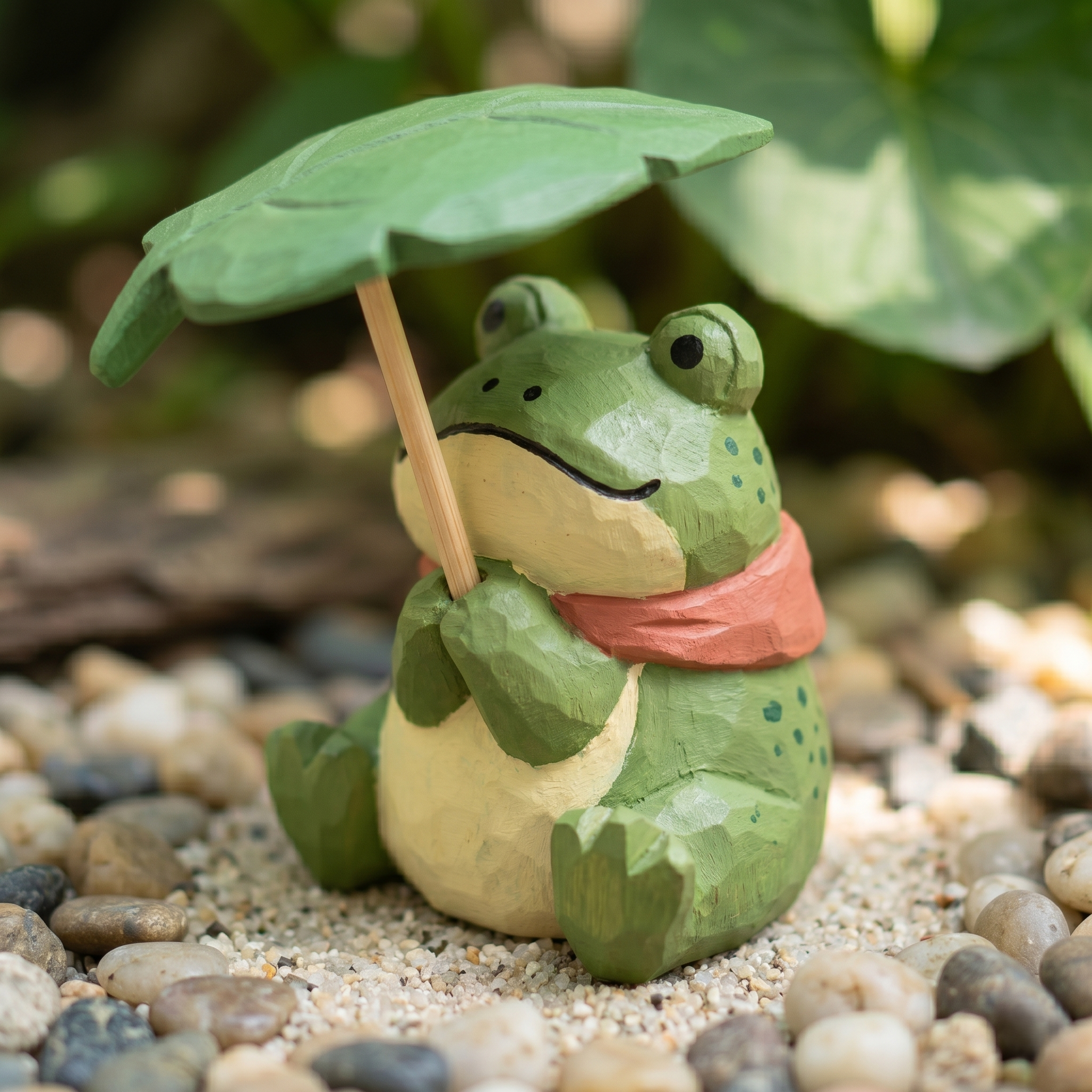DIY Frog Painting Kit with Acrylics | Carved Wood Style Frog Statue | Unpainted Faux Wood Animal Desk Decor