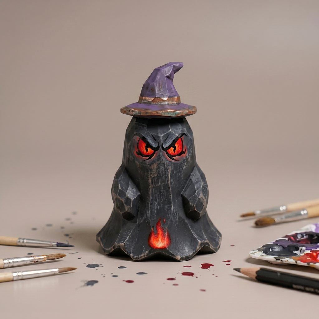 DIY Halloween Ghost Painting Kit | Unpainted Witch Hat Ghost Wood PLA Craft Set