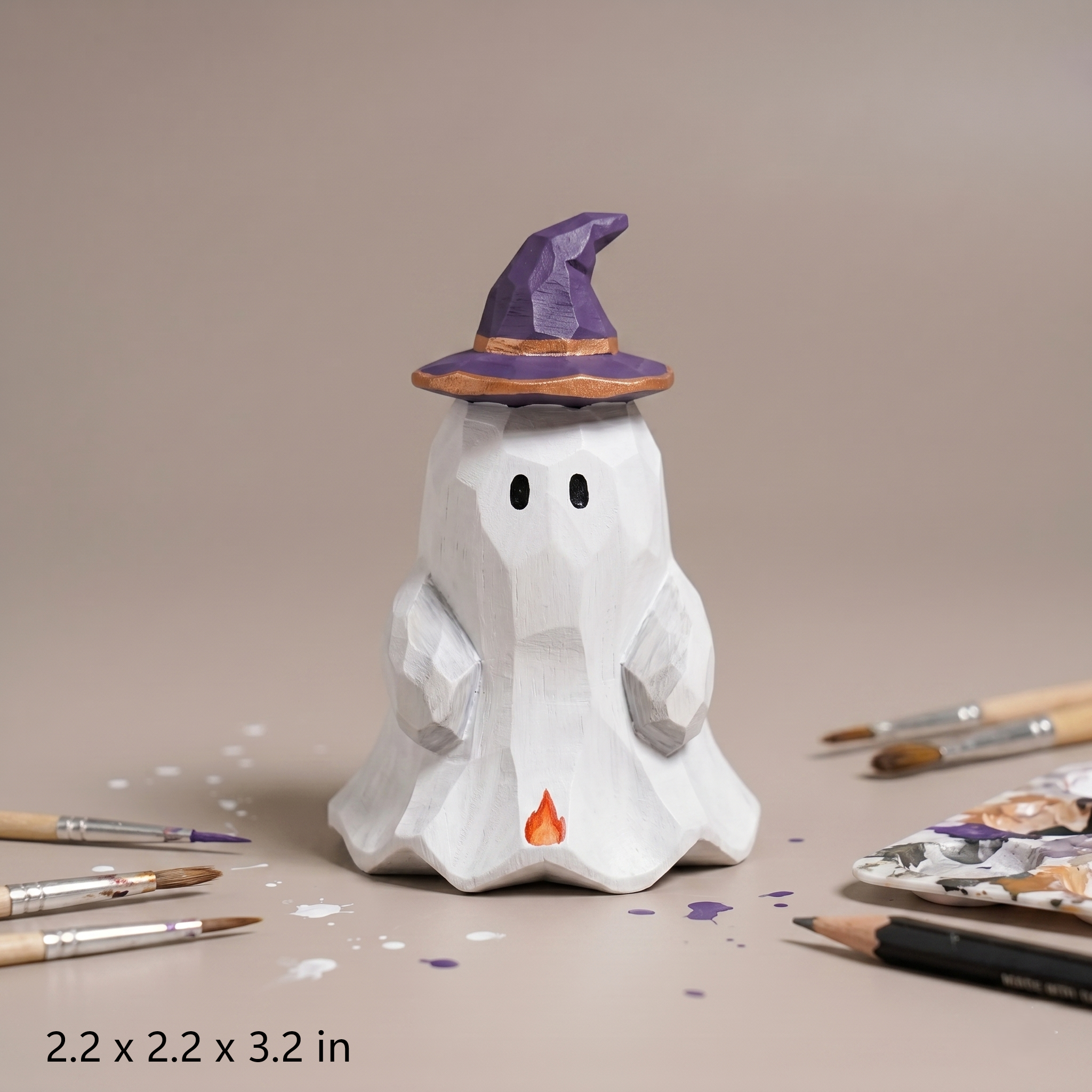 DIY Halloween Ghost Painting Kit | Unpainted Witch Hat Ghost Wood PLA Craft Set