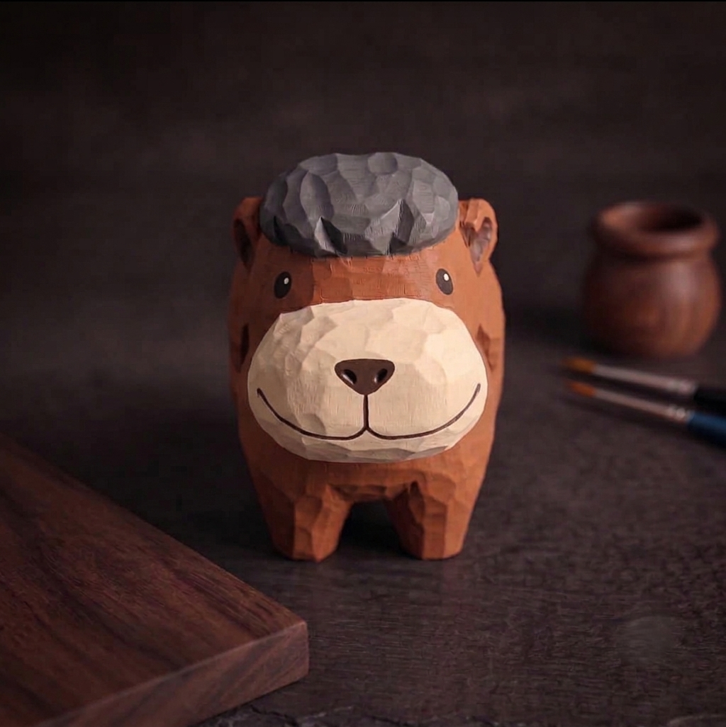 Carved Wood Style Horse Statue | Paint Your Own Pony Figurine - Wood PLA Set