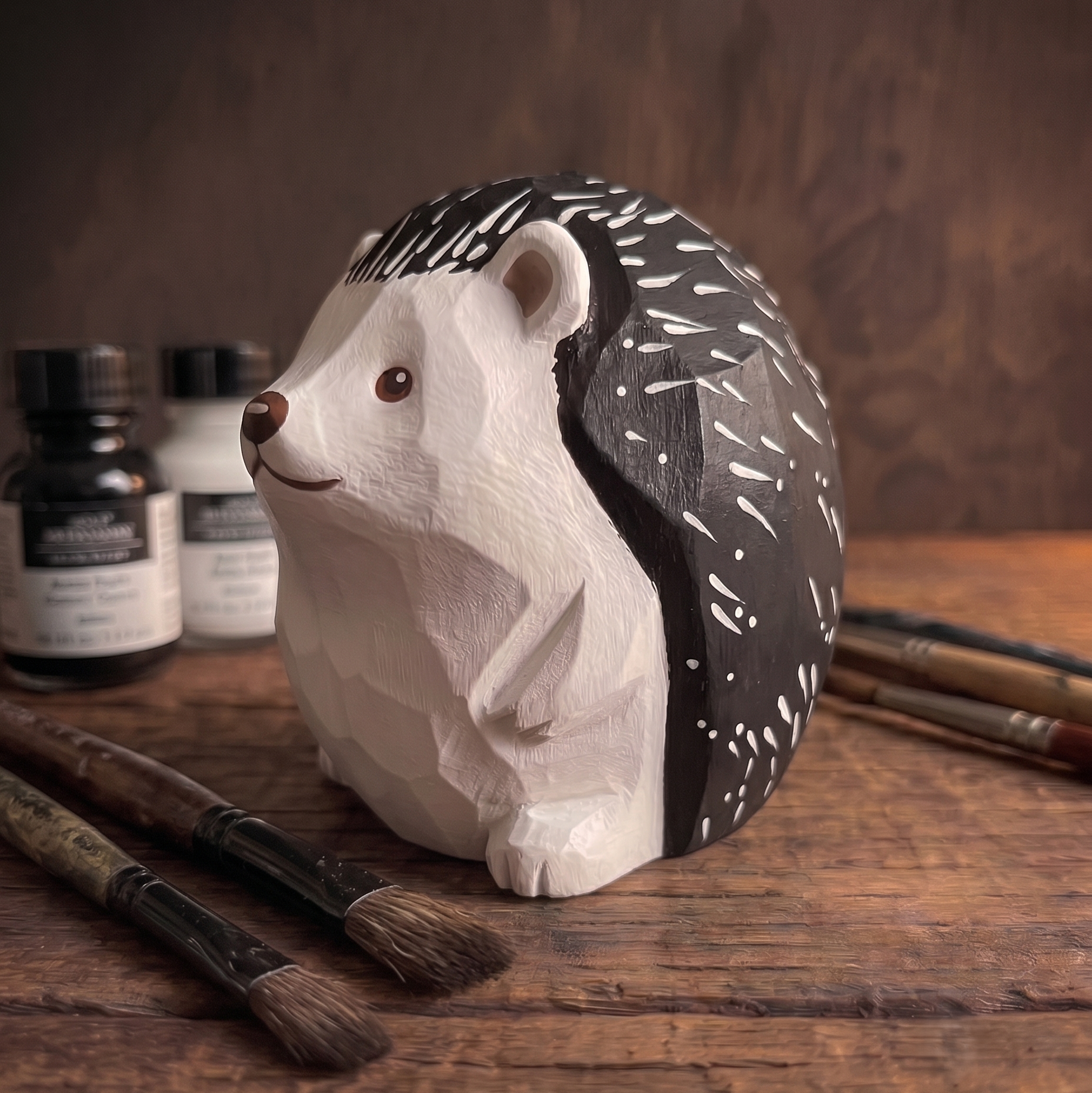 DIY Hedgehog Paint Kit | Wood PLA Hedgehog Figurine to Paint | Paint Your Own Animal | Handmade Style Decor