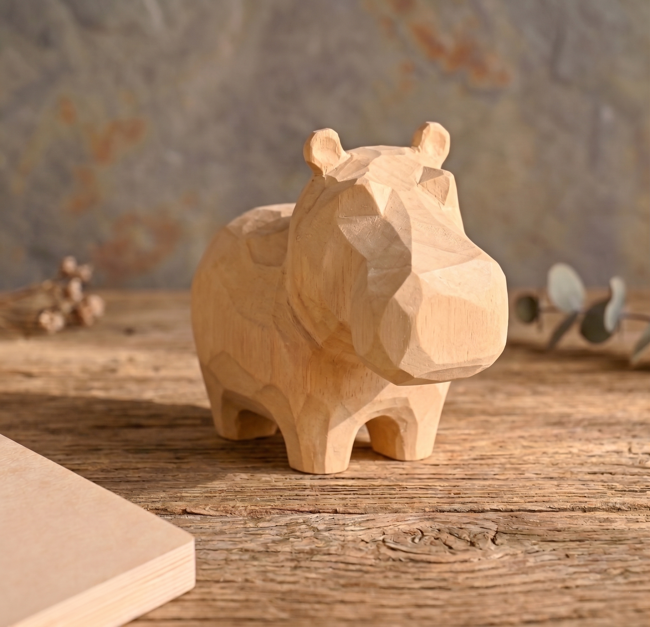 Cute Hippo DIY Paint Kit | Wood PLA Hippopotamus Figurine to Paint | Safari Animal Craft Kit | Paint Your Own Animal