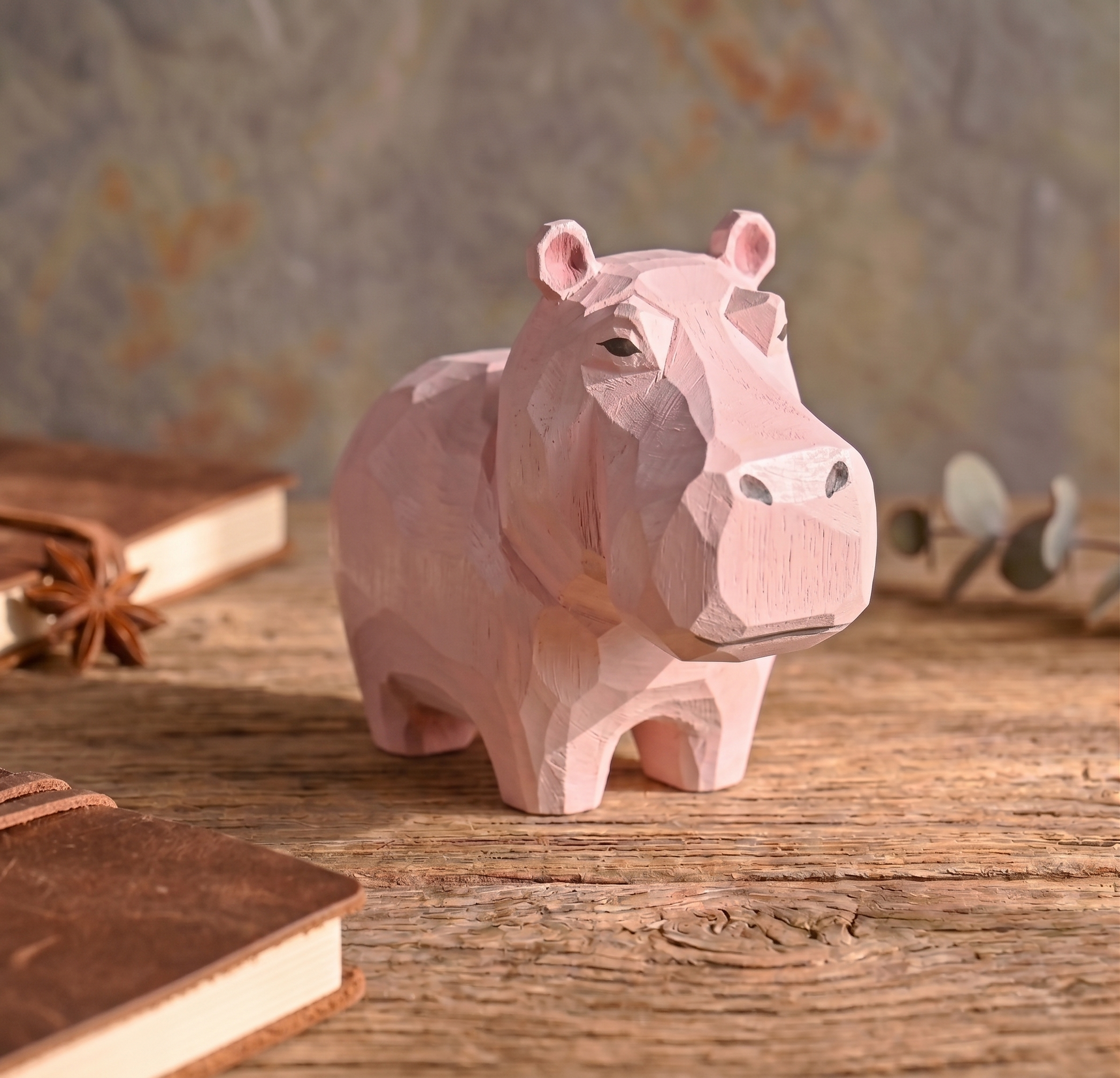 Cute Hippo DIY Paint Kit | Wood PLA Hippopotamus Figurine to Paint | Safari Animal Craft Kit | Paint Your Own Animal