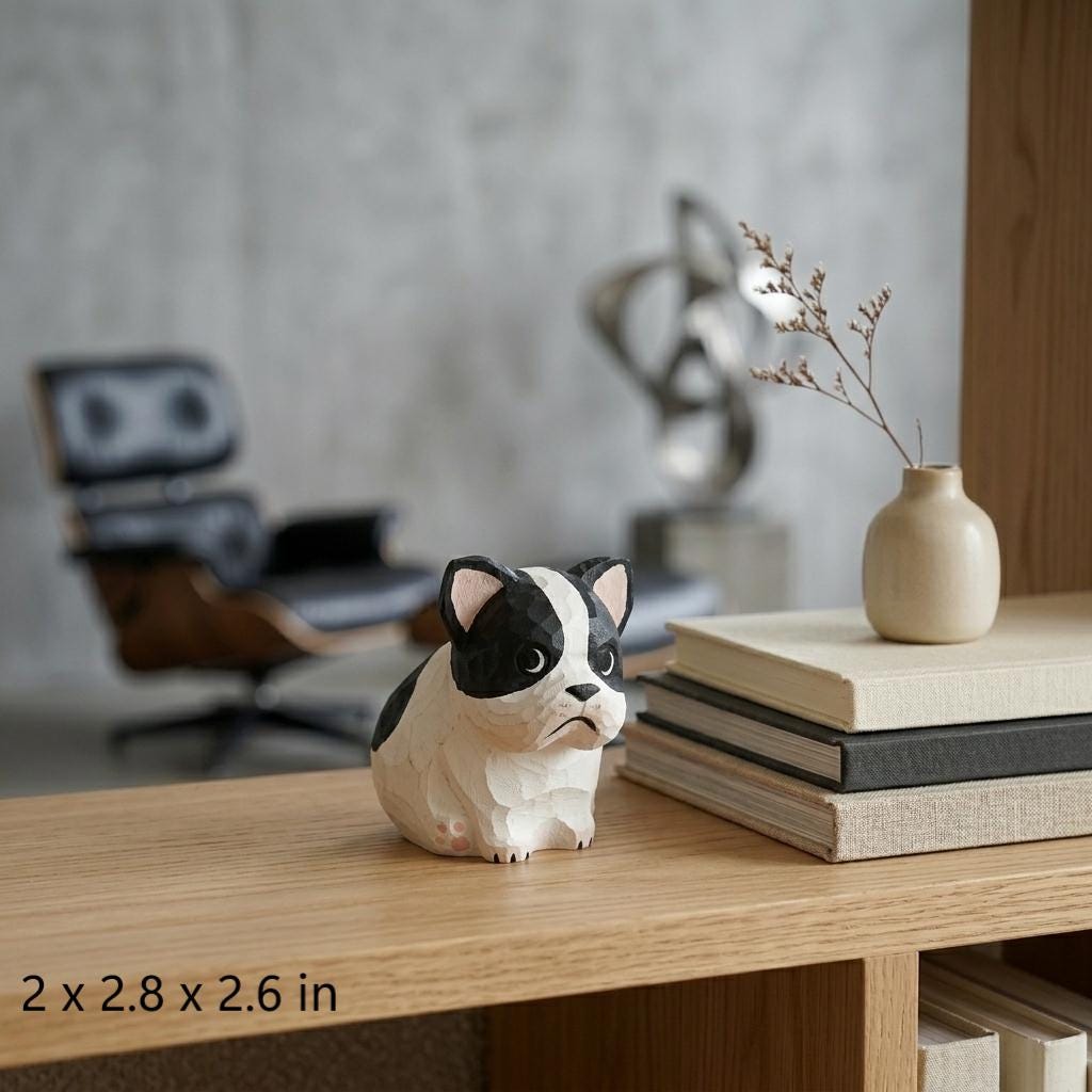 DIY French Bulldog Painting Kit | Wood PLA 3D Printed Frenchie Statue | Paint Your Own Dog Figurine