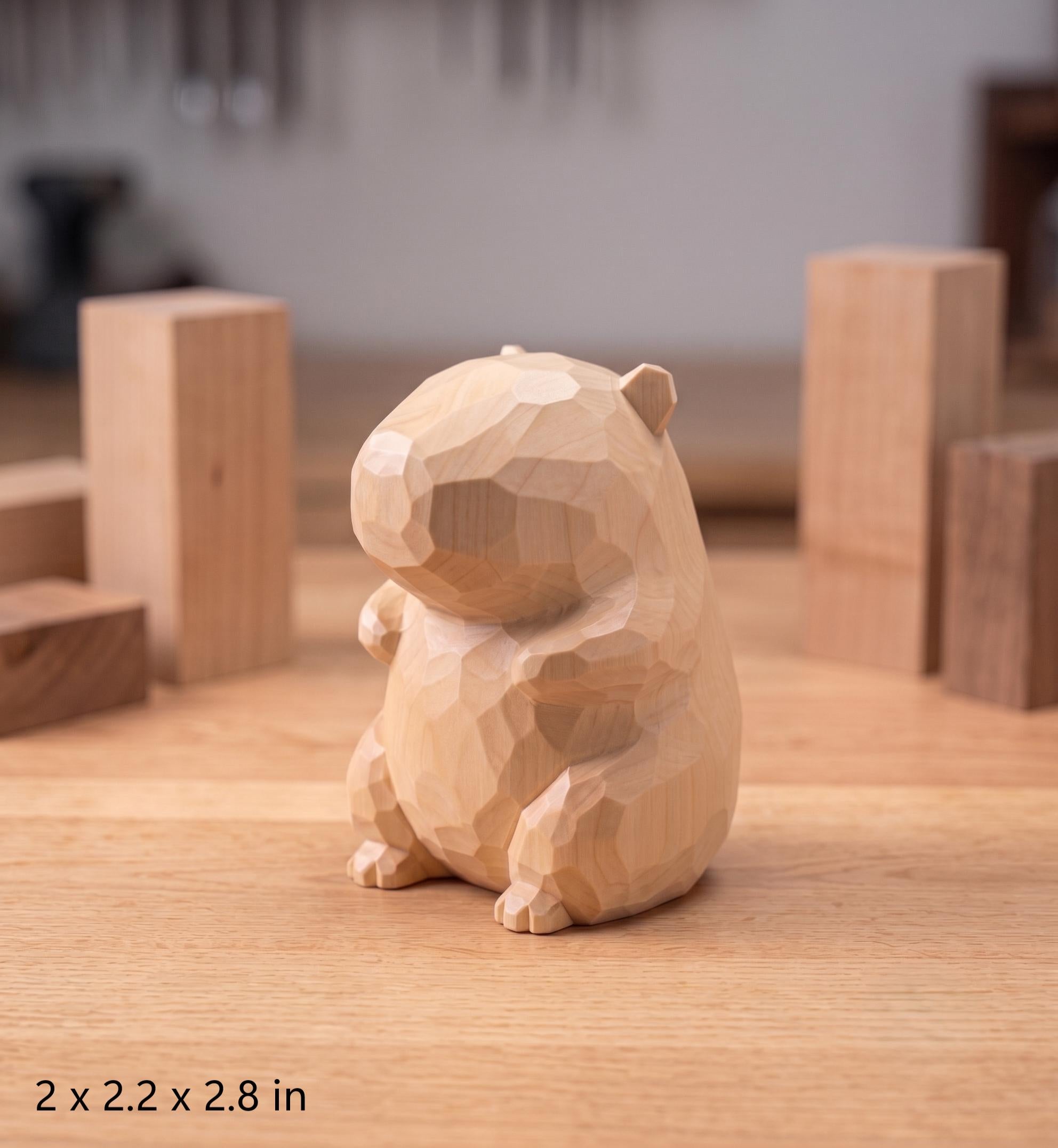 DIY Capybara Painting Kit | Wood PLA 3D Printed Animal Statue | Paint Your Own Capybara Figurine