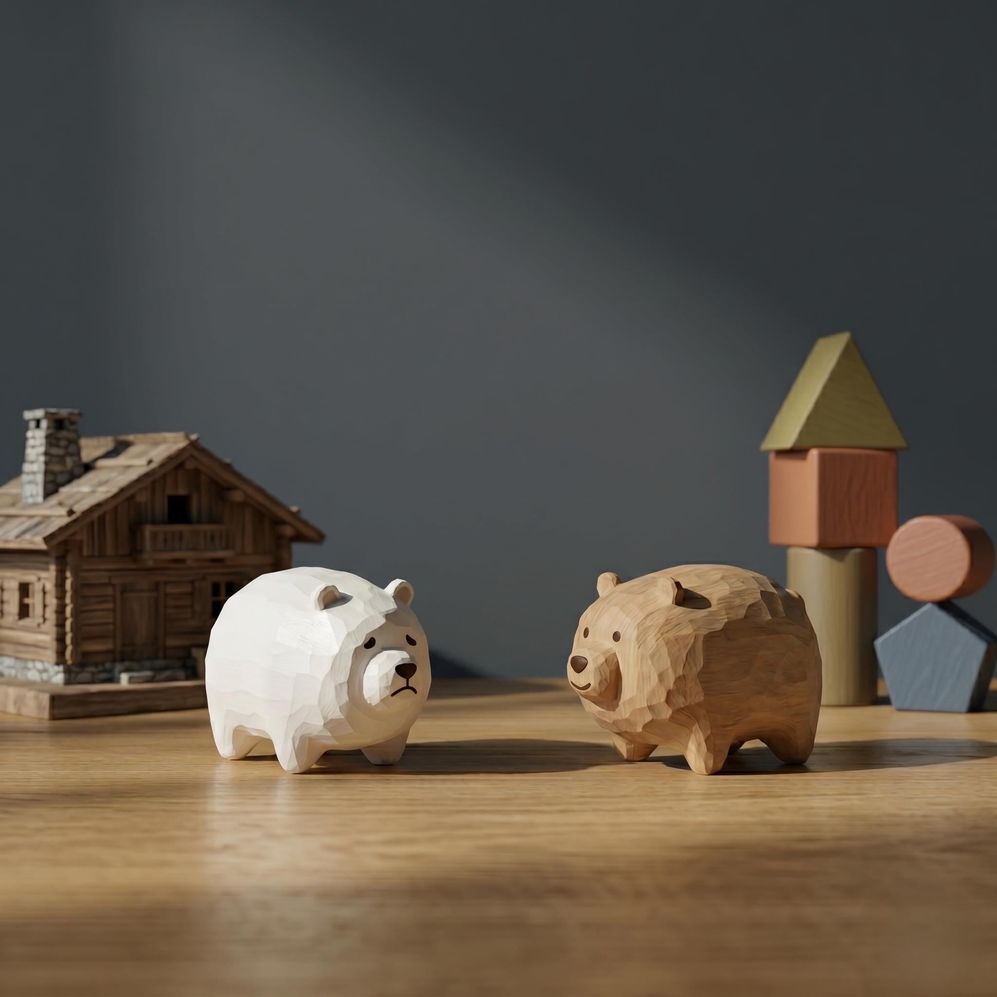 Paint Your Own Bear Kit, DIY Bear Painting Kit, Wood PLA Figurine, Arctic Animal Craft