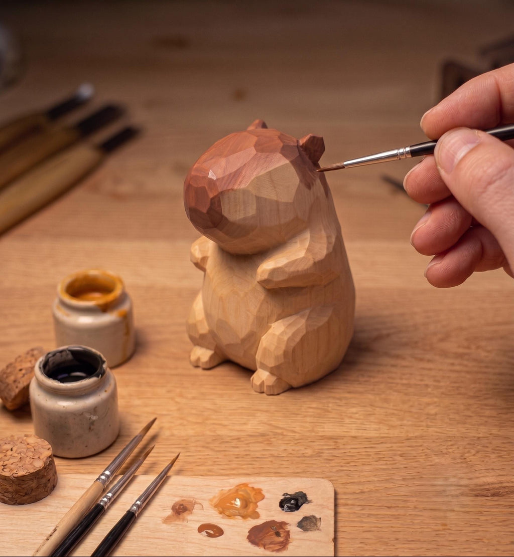 DIY Capybara Painting Kit | Wood PLA 3D Printed Animal Statue | Paint Your Own Capybara Figurine
