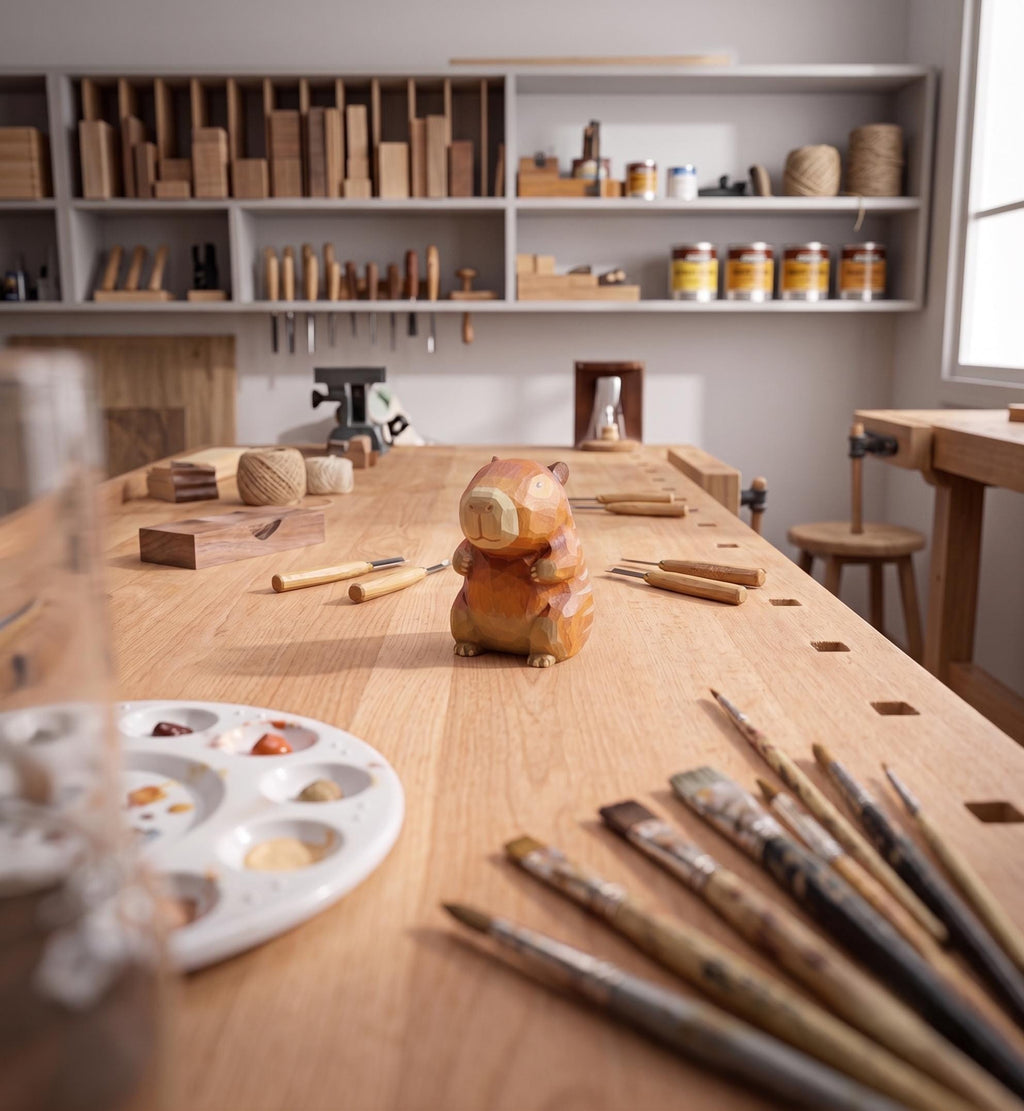 DIY Capybara Painting Kit | Wood PLA 3D Printed Animal Statue | Paint Your Own Capybara Figurine