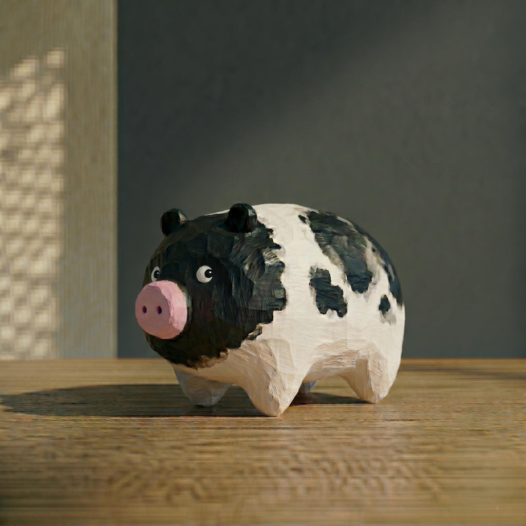 Cute Pig Wood PLA Paint Kit | DIY Pig Figurine to Paint | Farm Animal Craft Kit | Handmade Style Decor