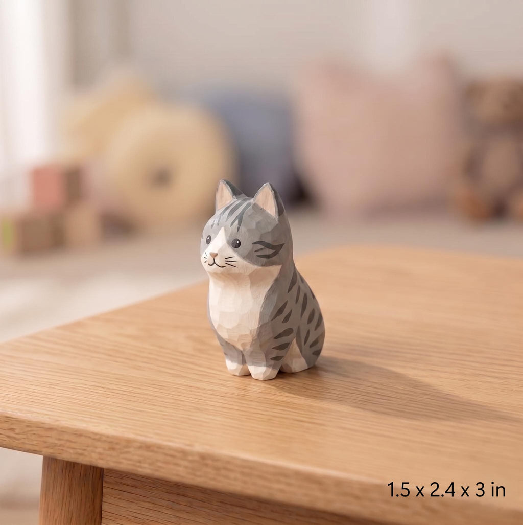 Cat DIY Paint Kit | Wood PLA Cat Figurine to Paint | Paint Your Own Animal