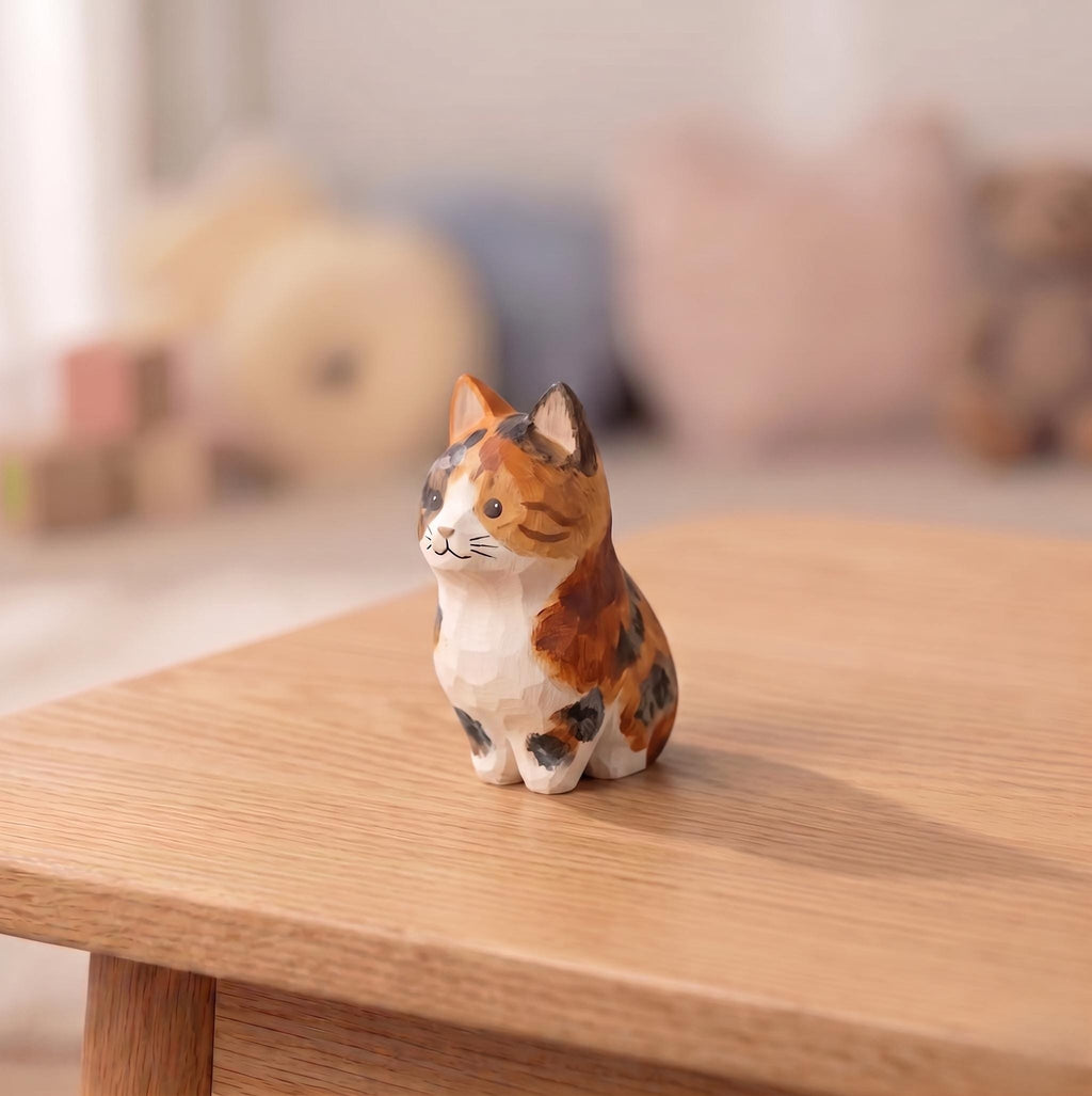 Cat DIY Paint Kit | Wood PLA Cat Figurine to Paint | Paint Your Own Animal