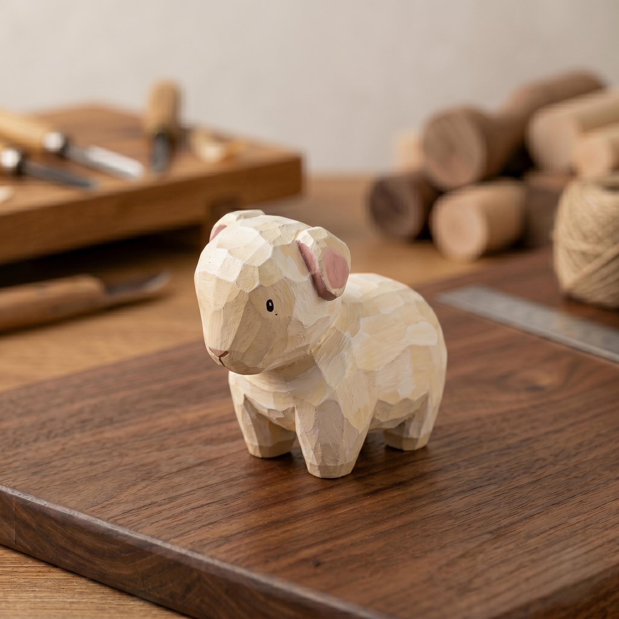 Baby Sheep Wood PLA Paint Kit | DIY Sheep Figurine to Paint | Farm Animal Craft Kit | Handmade Style Decor