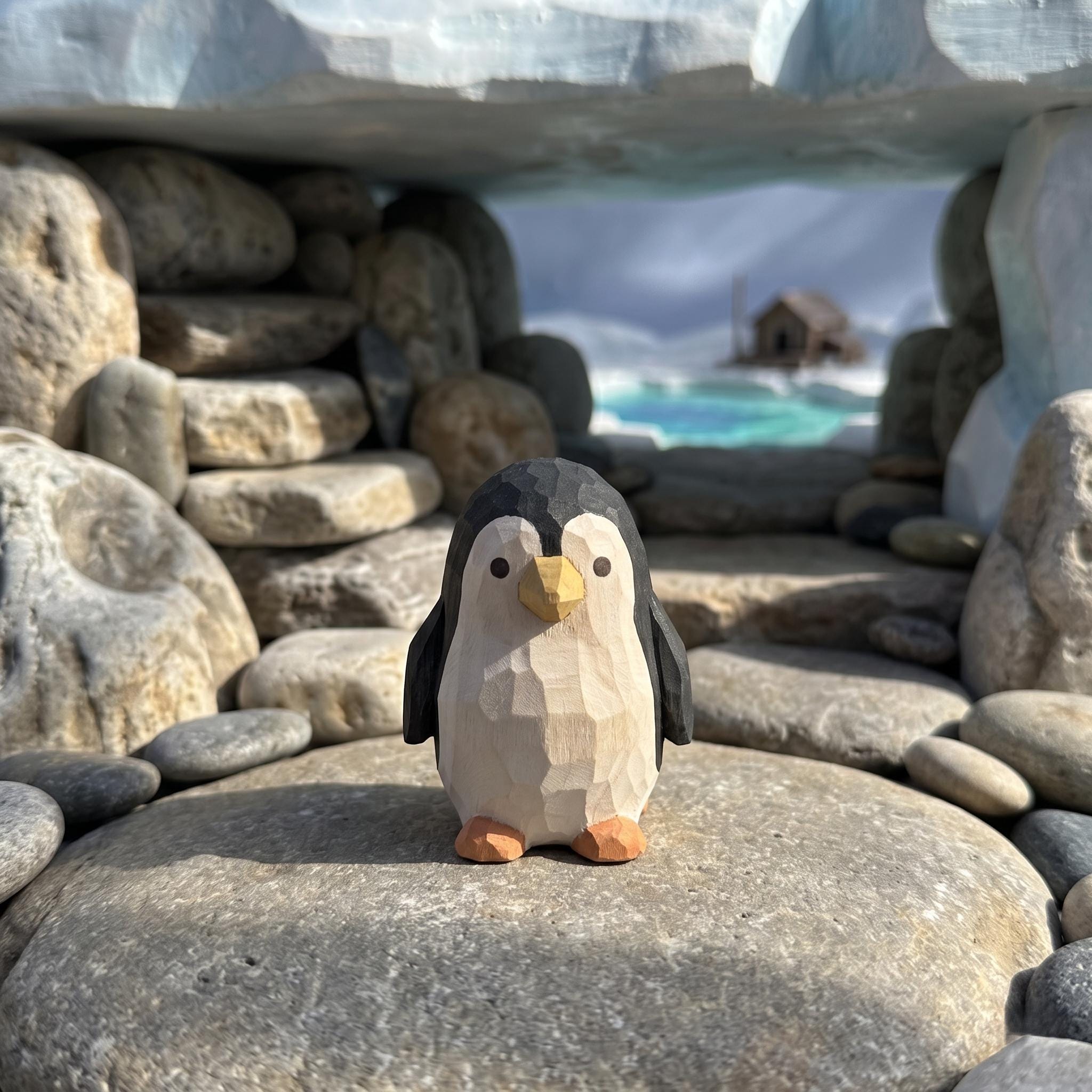 Penguin Wood PLA Paint Kit | DIY Penguin Figurine to Paint | Arctic Animal Craft Kit | Handmade Style Decor