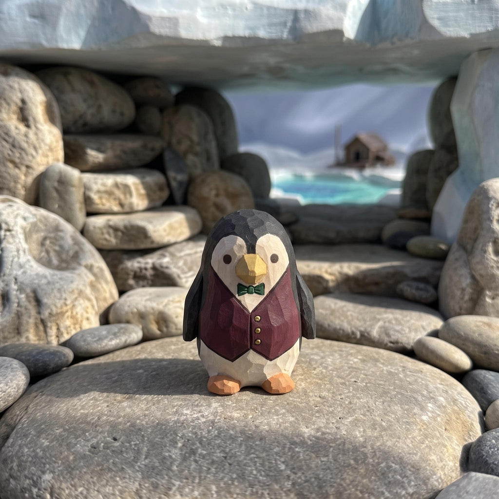 Penguin Wood PLA Paint Kit | DIY Penguin Figurine to Paint | Arctic Animal Craft Kit | Handmade Style Decor
