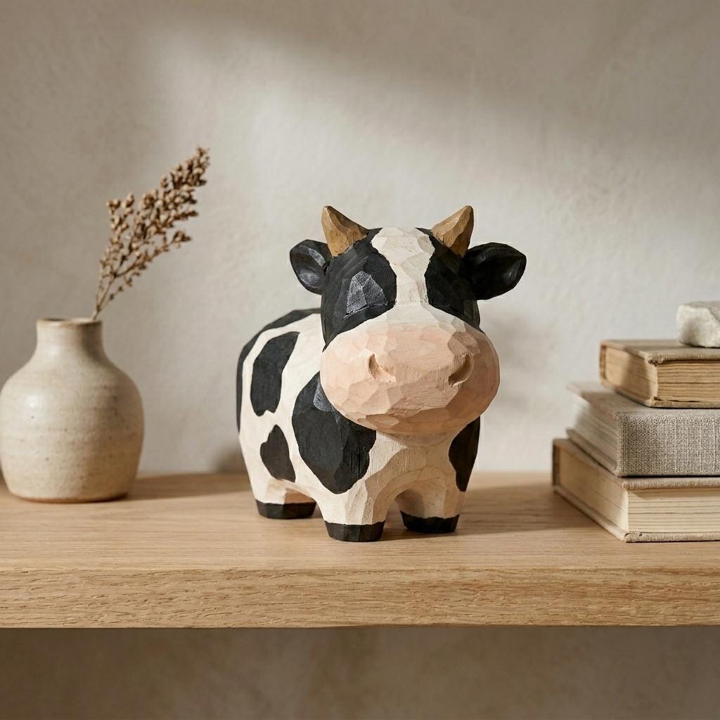 DIY Cow Figurine to Paint | Farm Animal Craft Kit | Handmade Style Decor