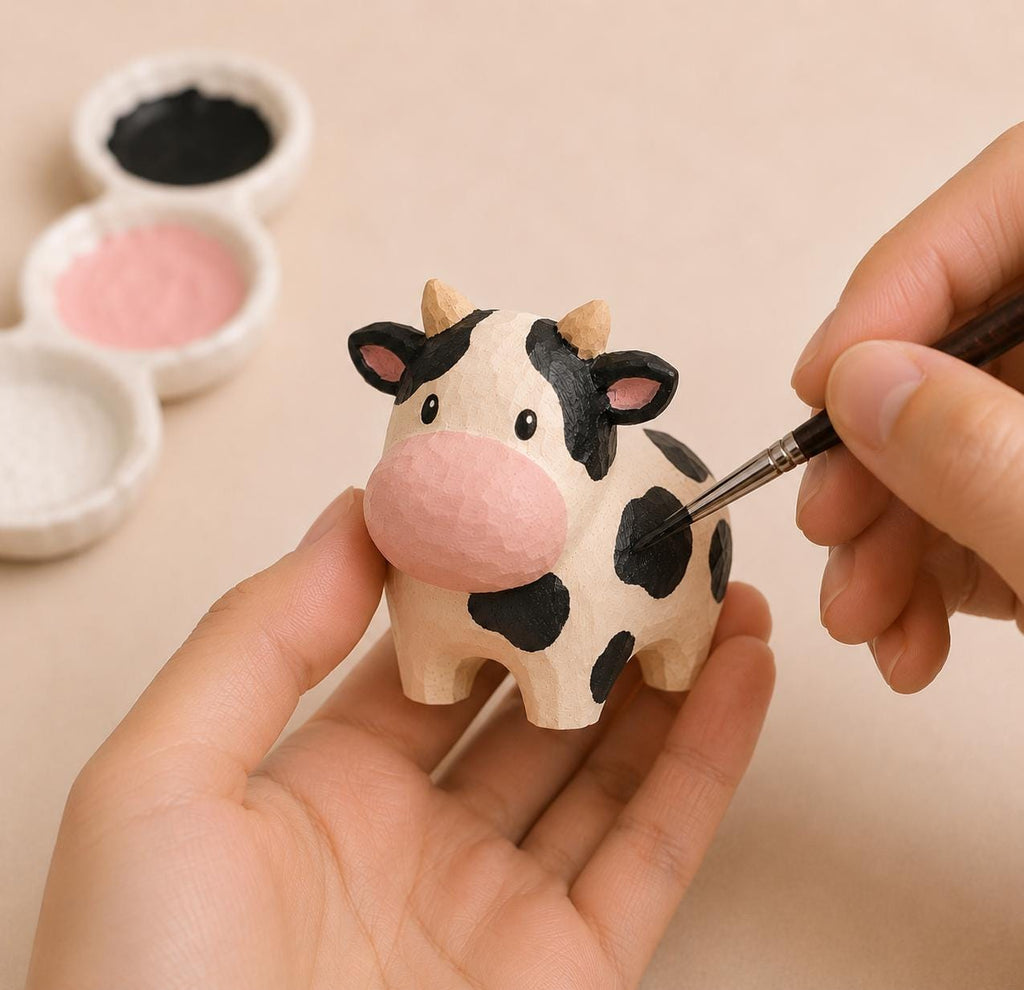 DIY Cow Figurine to Paint | Farm Animal Craft Kit | Handmade Style Decor