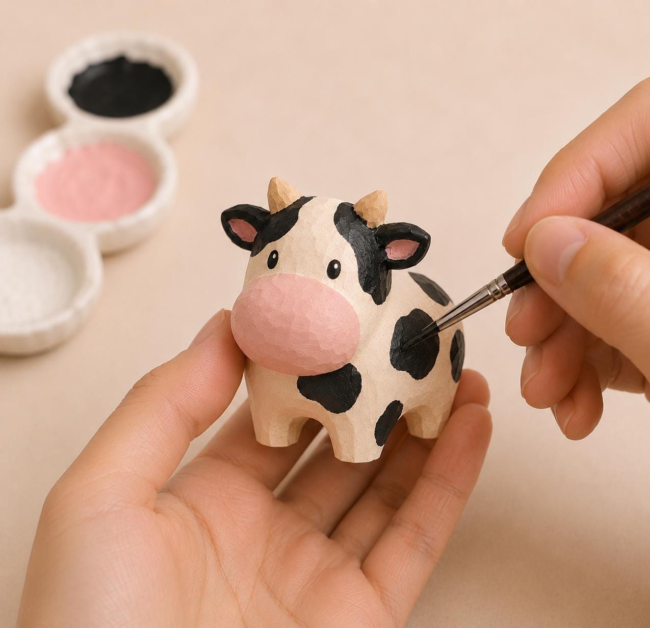 DIY Cow Figurine to Paint | Farm Animal Craft Kit | Handmade Style Decor