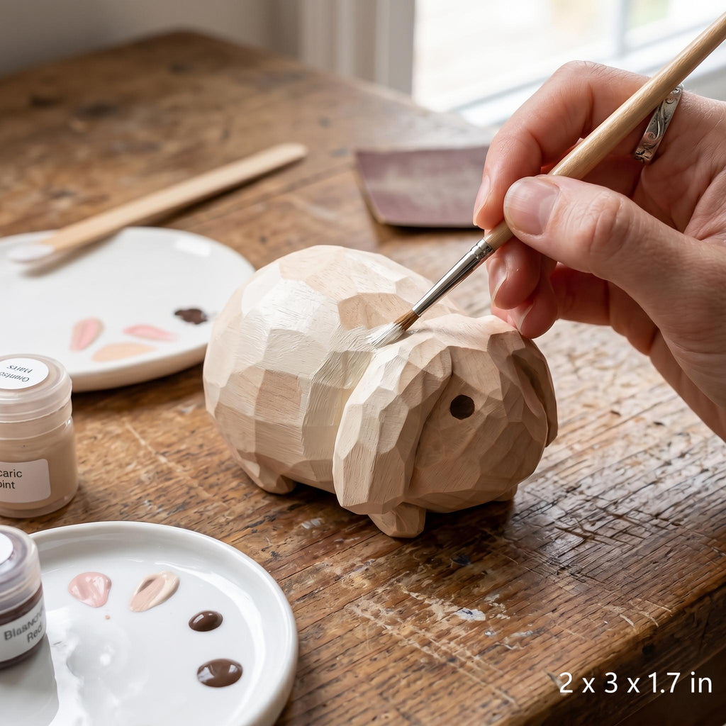 DIY Bunny Paint Kit | Wood PLA Rabbit Figurine | Paint Your Own Animal