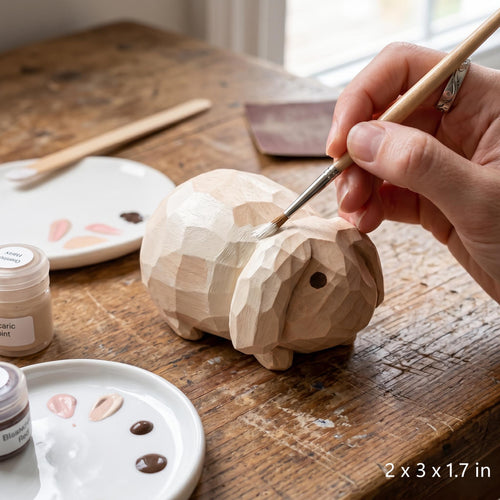 DIY Bunny Paint Kit | Wood PLA Rabbit Figurine | Paint Your Own Animal