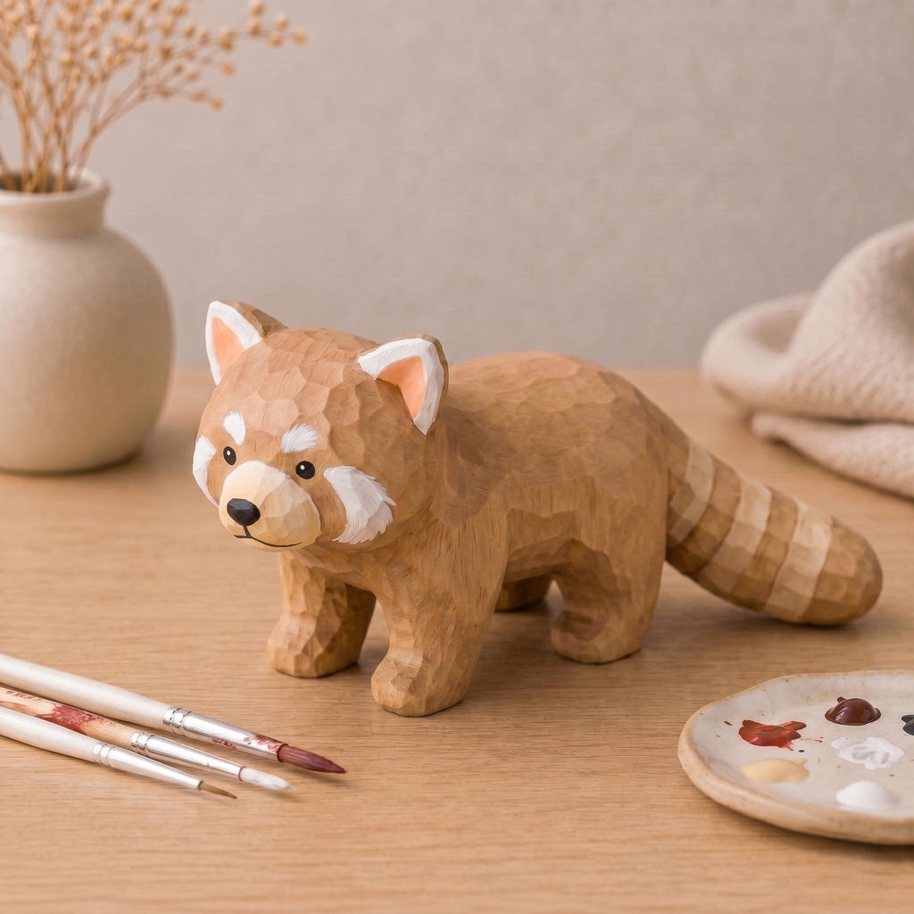 Red Panda DIY Paint Kit | Wood PLA Animal Figurine Craft | Paint Your Own Animal