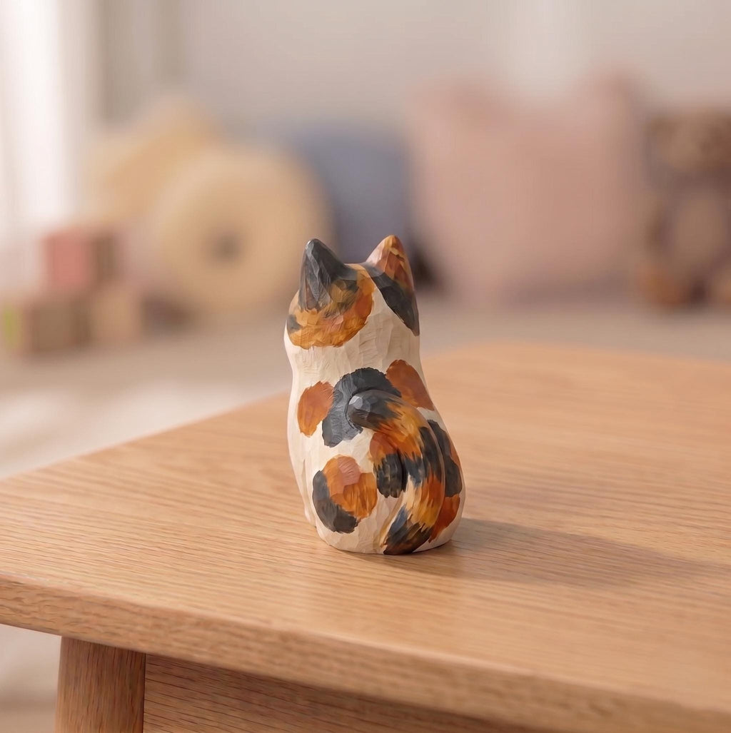 Cat DIY Paint Kit | Wood PLA Cat Figurine to Paint | Paint Your Own Animal