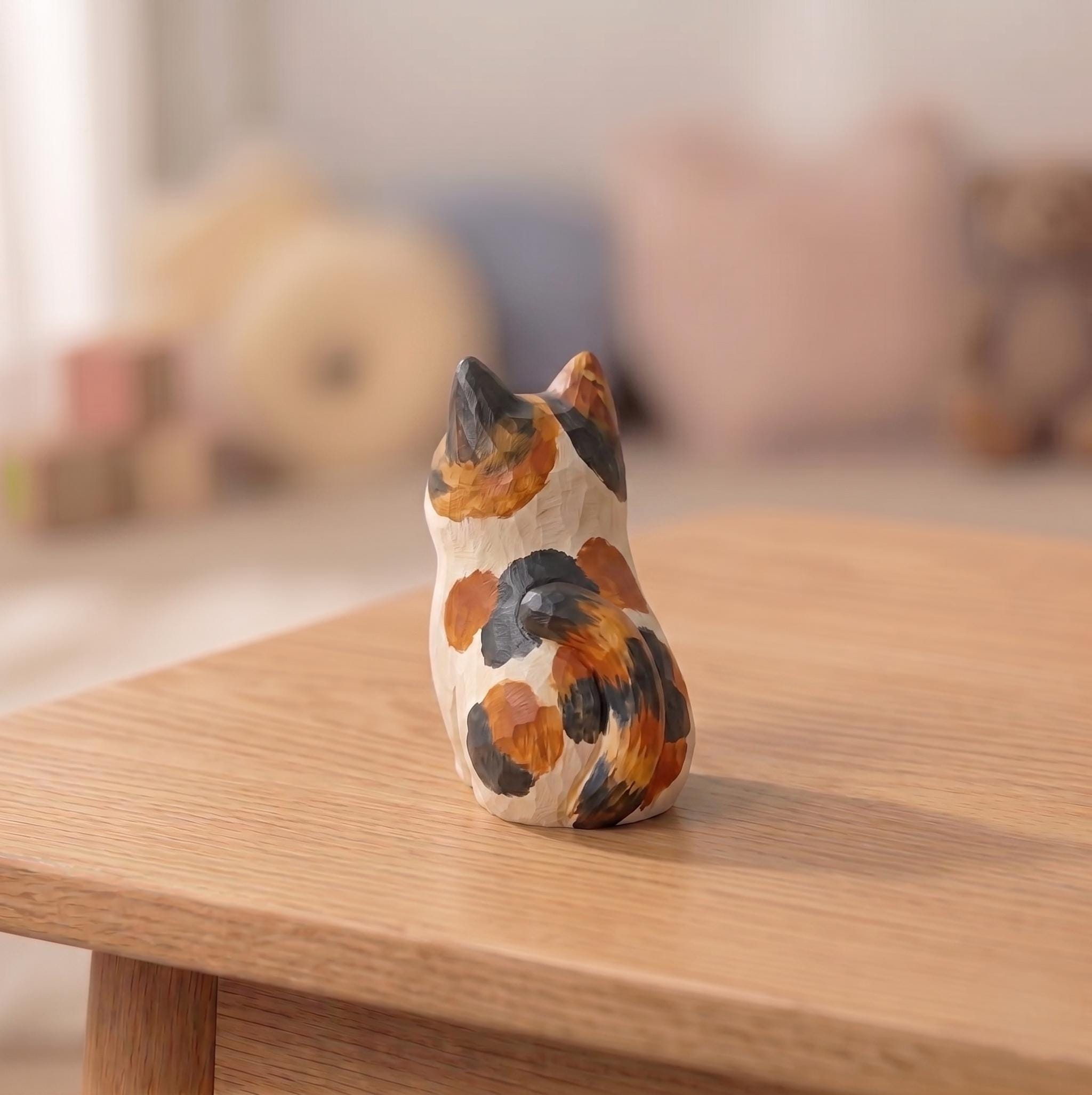Cat DIY Paint Kit | Wood PLA Cat Figurine to Paint | Paint Your Own Animal