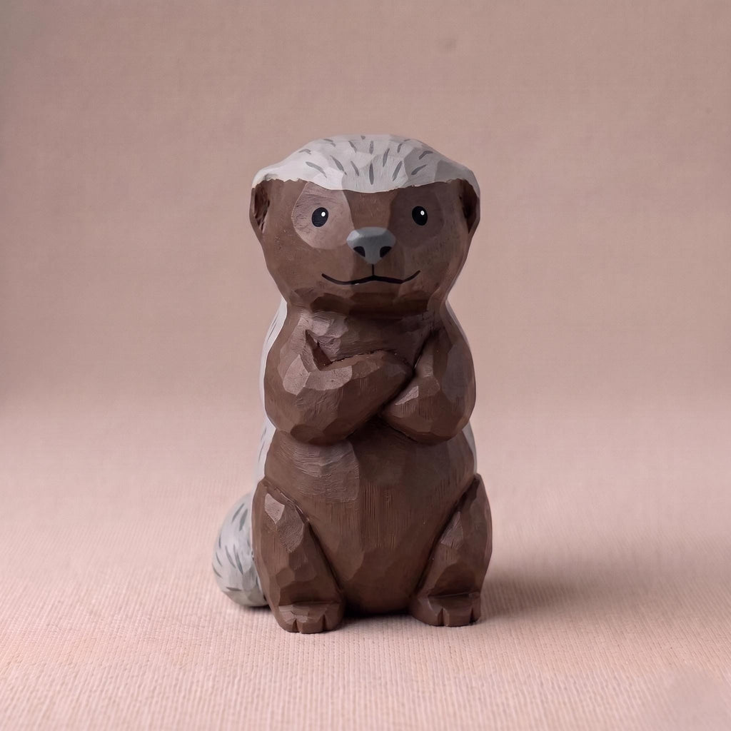 Honey Badger DIY Paint Kit | Wood PLA Figurine To Decor | Wildlife Animal Craft | Paint Your Own Animal