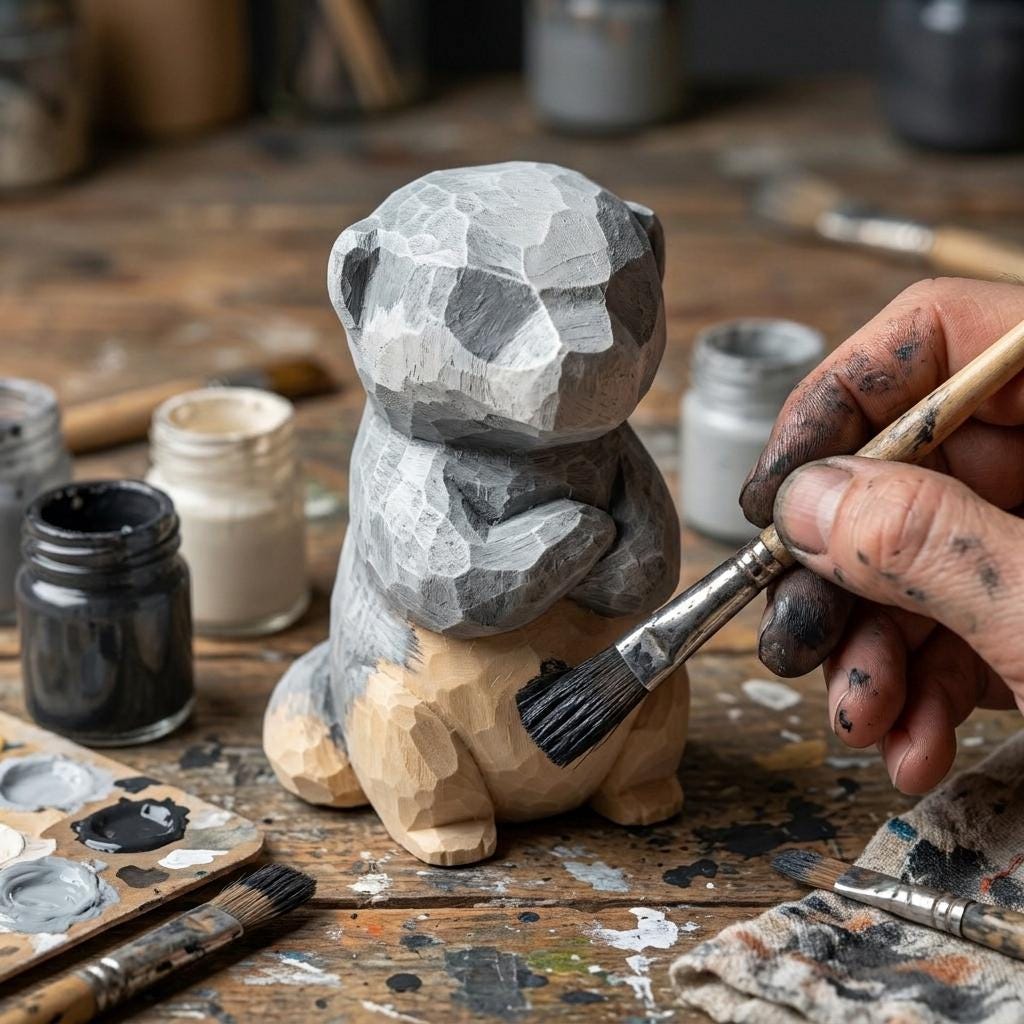 Honey Badger DIY Paint Kit | Wood PLA Figurine To Decor | Wildlife Animal Craft | Paint Your Own Animal