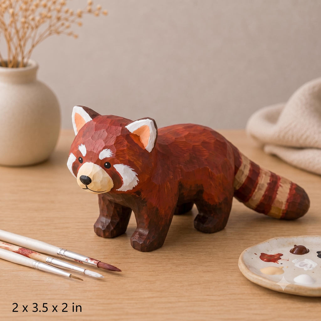 Red Panda DIY Paint Kit | Wood PLA Animal Figurine Craft | Paint Your Own Animal
