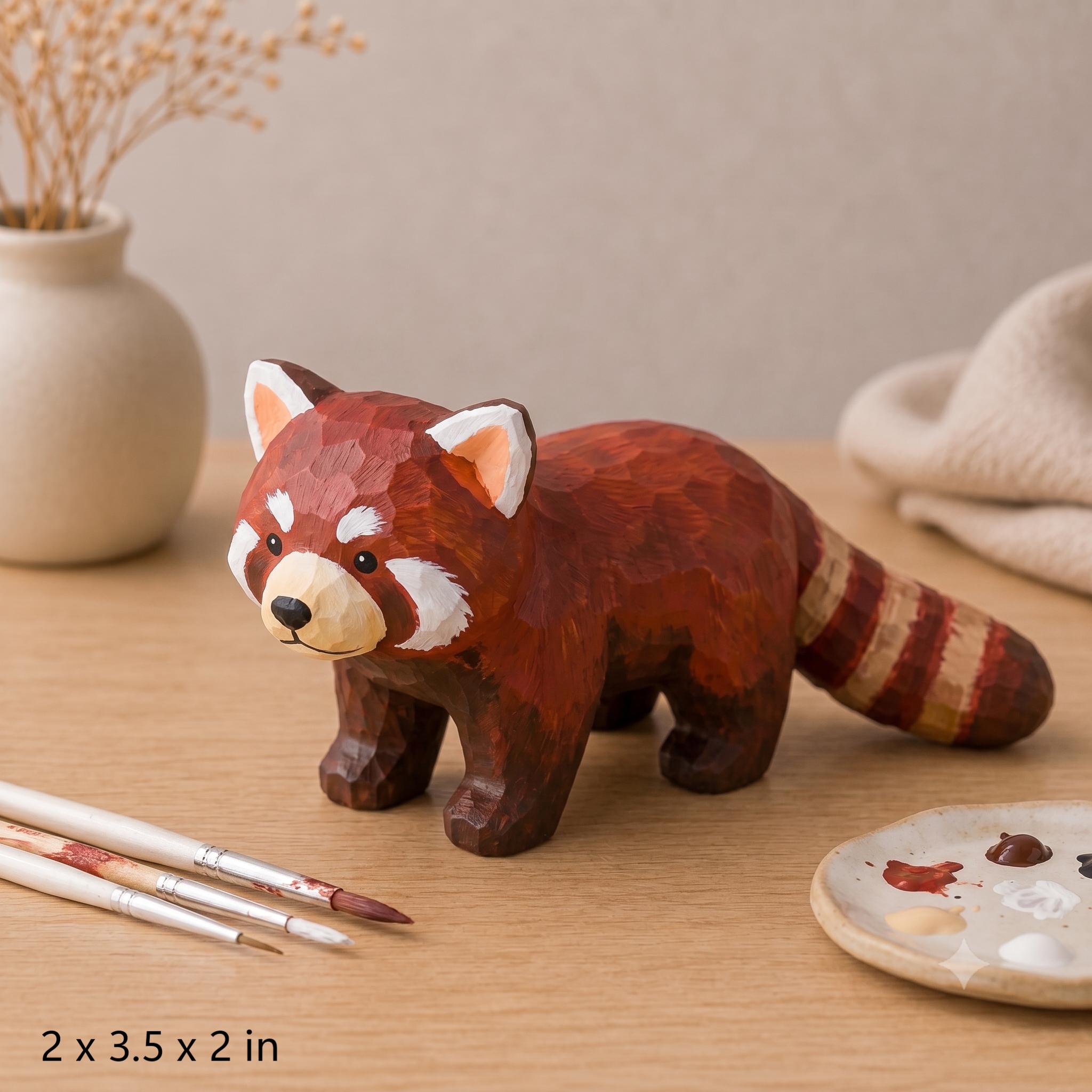 Red Panda DIY Paint Kit | Wood PLA Animal Figurine Craft | Paint Your Own Animal