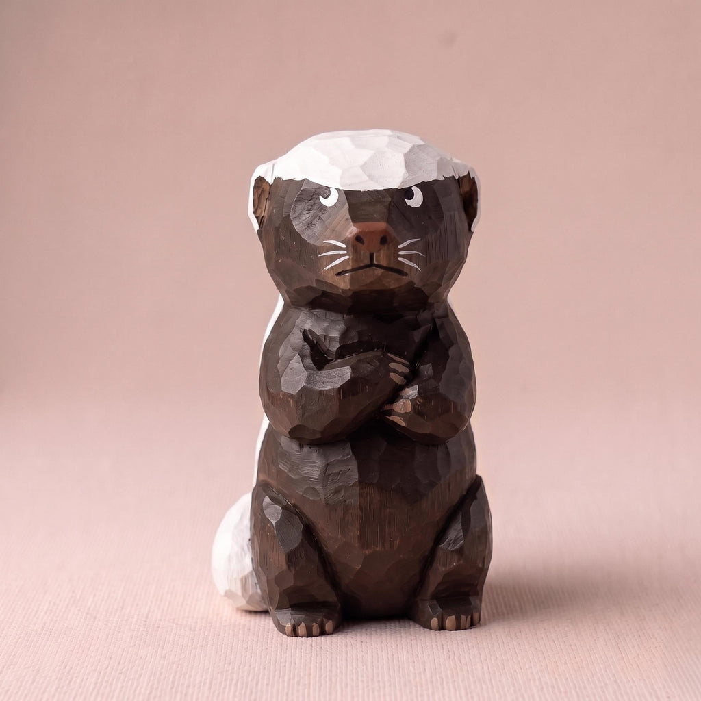 Honey Badger DIY Paint Kit | Wood PLA Figurine To Decor | Wildlife Animal Craft | Paint Your Own Animal