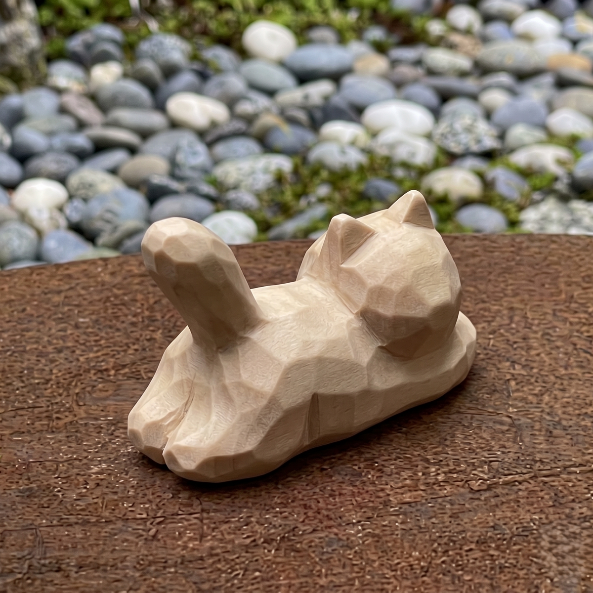 DIY Lazy Cat Figurine Painting Kit - Unpainted Wood PLA Lying Kitty Craft Set for Adults & Kids