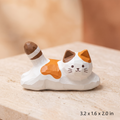 DIY Lazy Cat Figurine Painting Kit - Unpainted Wood PLA Lying Kitty Craft Set for Adults & Kids