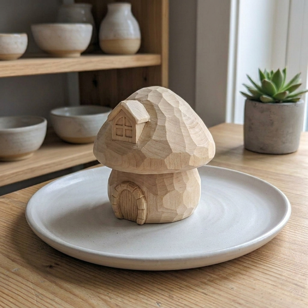 Paint Your Own Mushroom House - Wood PLA Set | Custom Handpainted Gnome Cottage Desk Decor