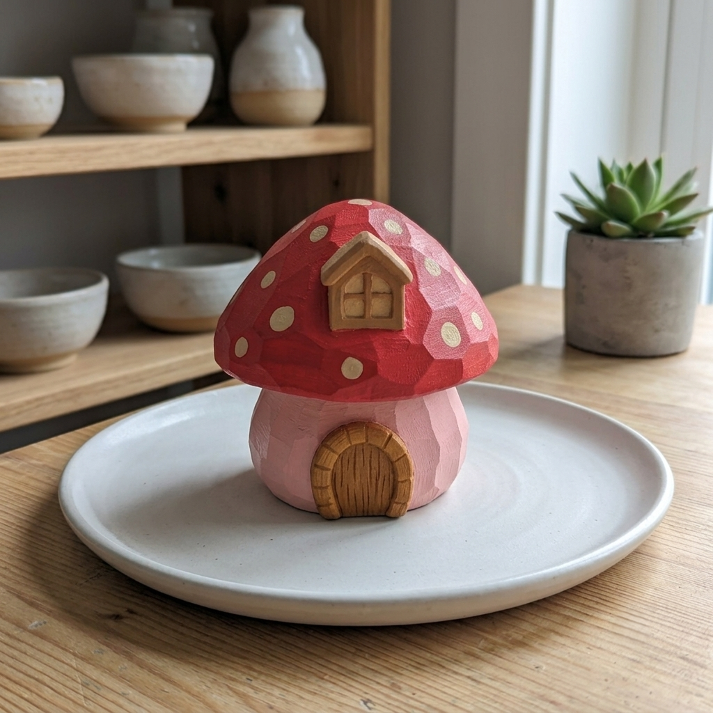 Paint Your Own Mushroom House - Wood PLA Set | Custom Handpainted Gnome Cottage Desk Decor