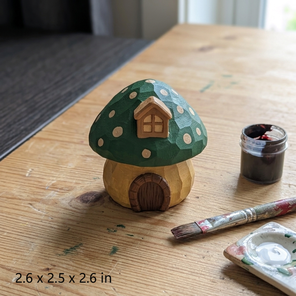 Paint Your Own Mushroom House - Wood PLA Set | Custom Handpainted Gnome Cottage Desk Decor