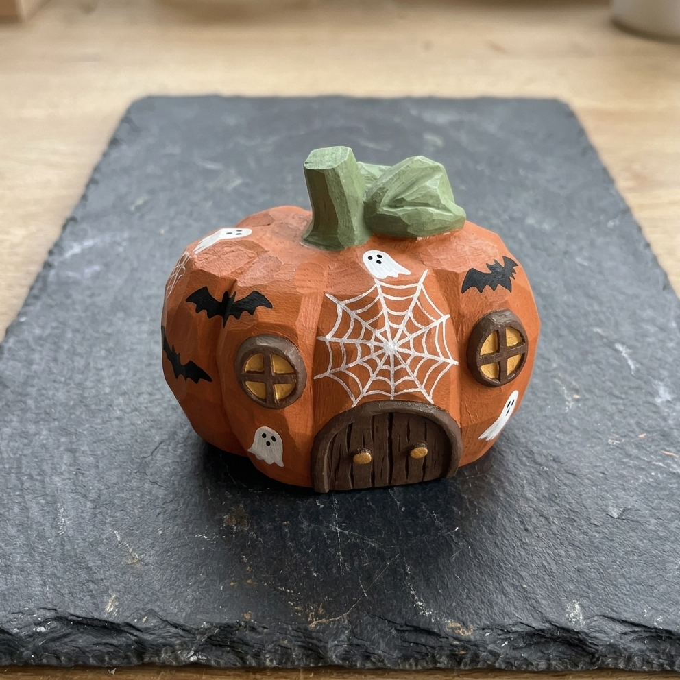 DIY Pumpkin House Halloween Painting Kit | Unpainted Wood PLA Craft Set Desk Decor