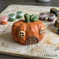 DIY Pumpkin House Halloween Painting Kit | Unpainted Wood PLA Craft Set Desk Decor