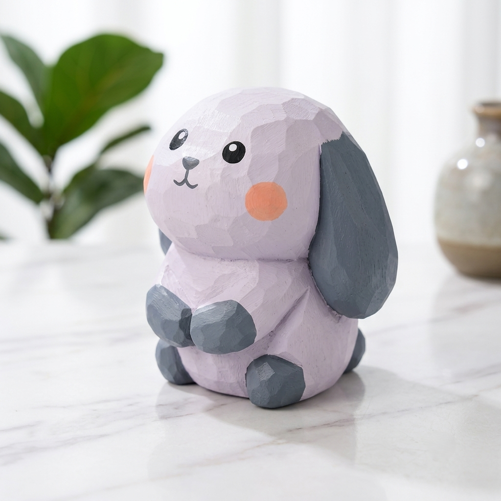 DIY Lop Ear Rabbit Figurine Painting Kit - Unpainted Wood PLA Bunny Craft Set |  Paint Your Own Floppy Ear Rabbit Figurine