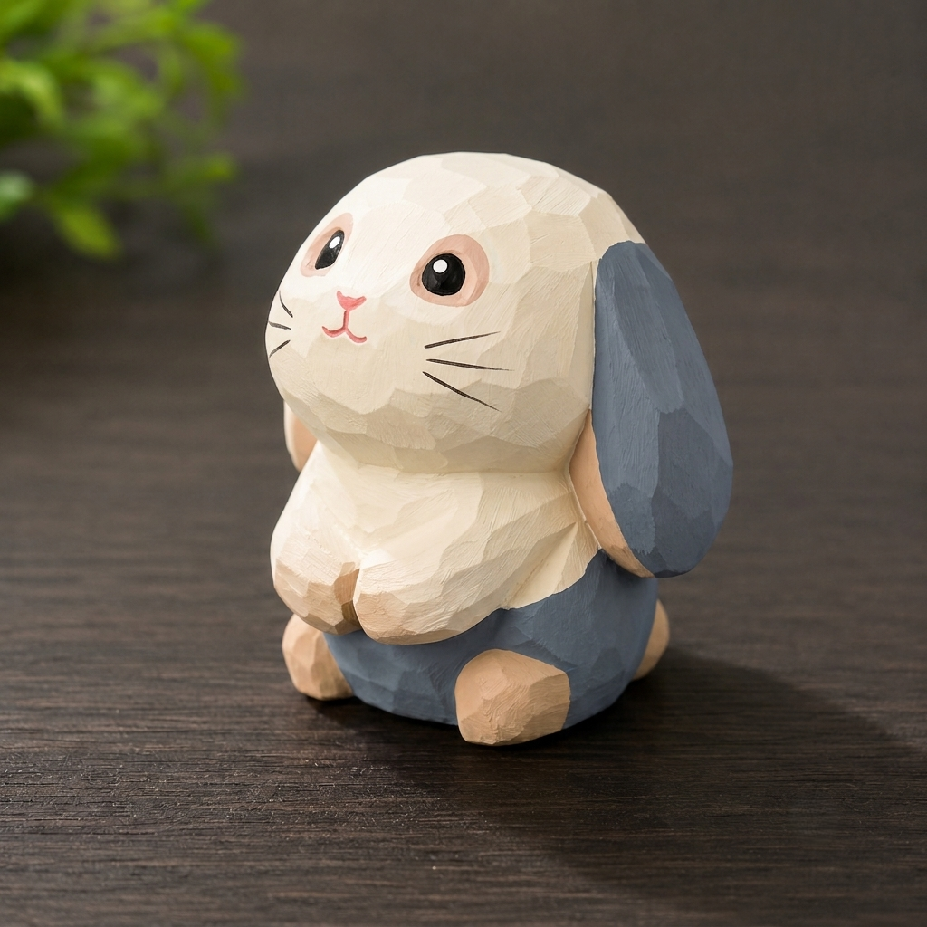 DIY Lop Ear Rabbit Figurine Painting Kit - Unpainted Wood PLA Bunny Craft Set |  Paint Your Own Floppy Ear Rabbit Figurine