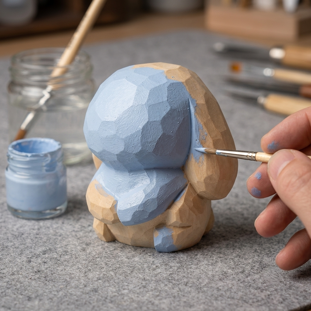 DIY Lop Ear Rabbit Figurine Painting Kit - Unpainted Wood PLA Bunny Craft Set |  Paint Your Own Floppy Ear Rabbit Figurine