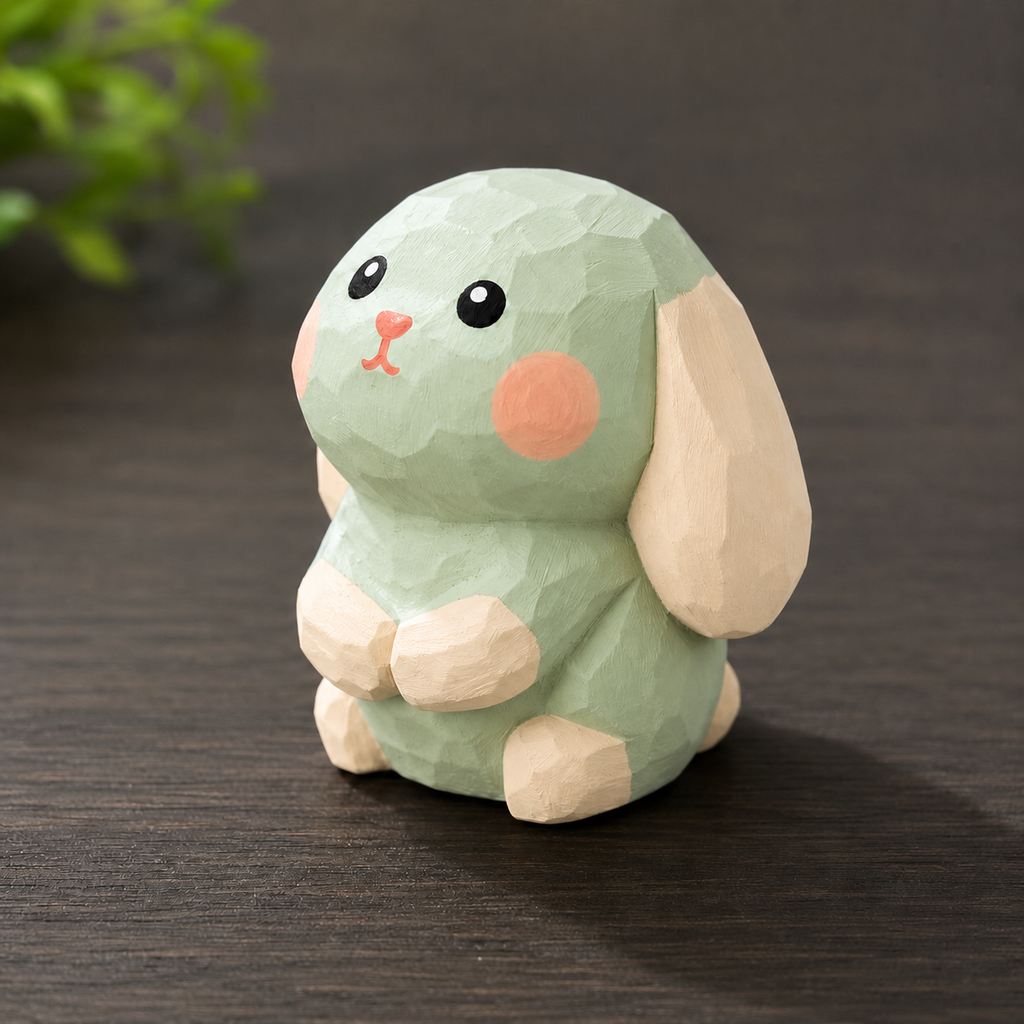 DIY Lop Ear Rabbit Figurine Painting Kit - Unpainted Wood PLA Bunny Craft Set |  Paint Your Own Floppy Ear Rabbit Figurine