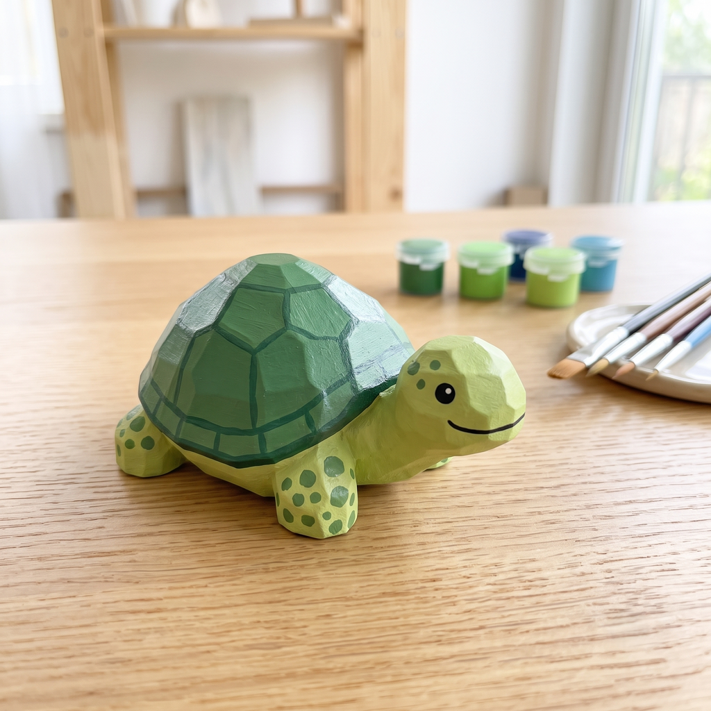 DIY Turtle Painting Kit | Paint Your Own Wood PLA Figurine | Cute Desk Decor