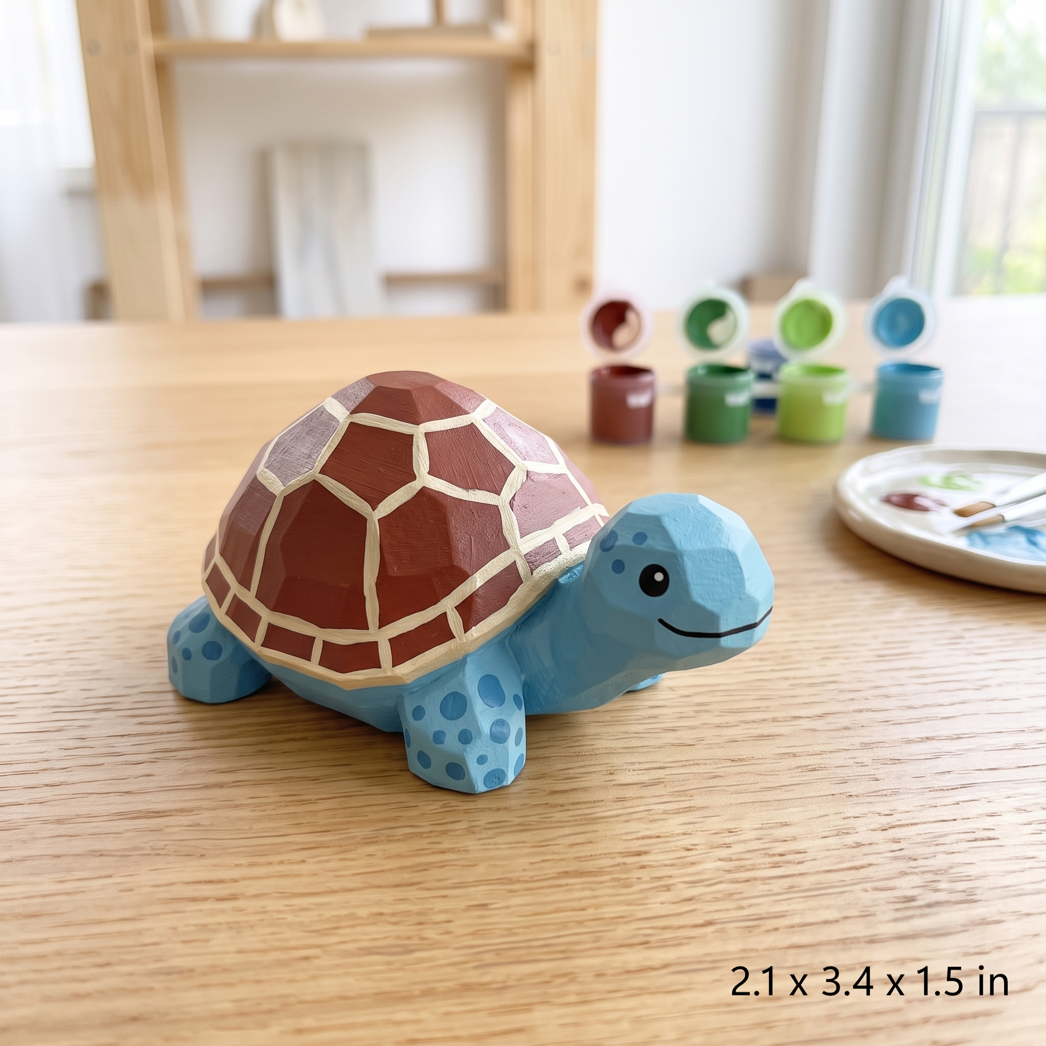 DIY Turtle Painting Kit | Paint Your Own Wood PLA Figurine | Cute Desk Decor