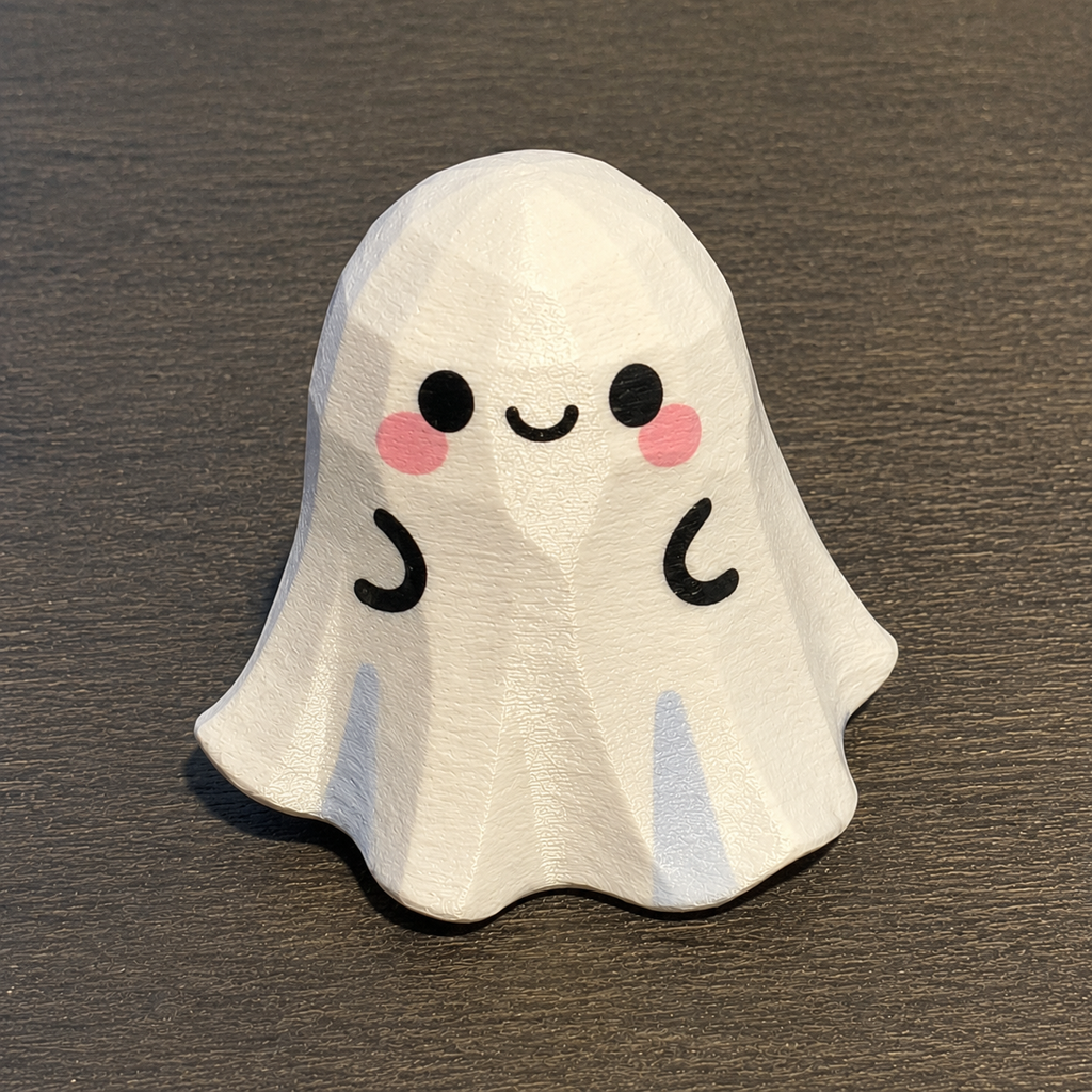 Cute Halloween Craft Gift | Paint Your Own Cute Little Ghost Figurine | Carved Wood Style Decor