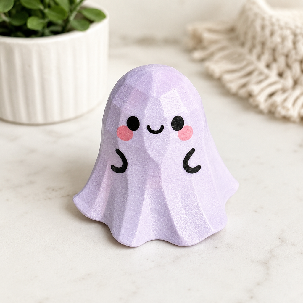 Cute Halloween Craft Gift | Paint Your Own Cute Little Ghost Figurine | Carved Wood Style Decor