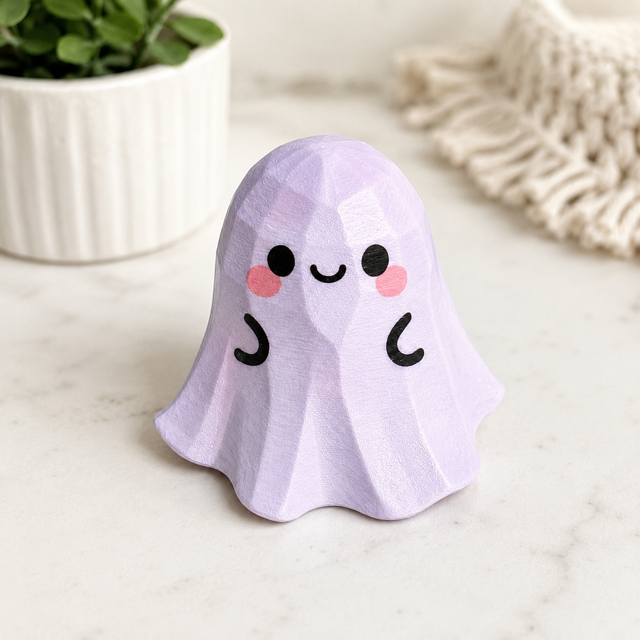 Cute Halloween Craft Gift | Paint Your Own Cute Little Ghost Figurine | Carved Wood Style Decor